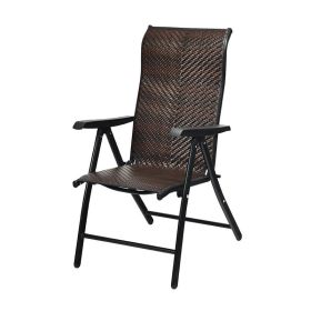 Portable Camping Rattan Folding Chair W/Armrest