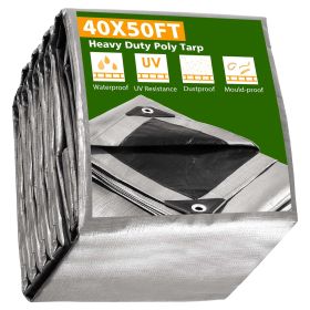 40x50ft Heavy Duty Poly Tarp/ Silver+Black