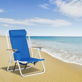 Portable High Strength Beach Chair with Adjustable Headrest Blue