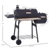 Outsunny 48" Steel Portable Backyard Charcoal BBQ Grill and Offset Smoker Combo with Wheels