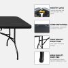 8ft Folding Table, Portable Plastic Table for Camping, Picnics, Parties, High Load Bearing Foldable Table Black