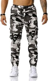 Men's Trousers Camouflage Print Sports Casual Pants Wporkout Joggers Long Sweatpants (Color: Green, size: M)