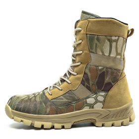 Waterproof Military Men Tactical Boots Camouflage Disguise Outdoor Hunting Boots for Men Mid-calf Trekking Shoes Size 39-45 (Color: Camouflage, size: 43)