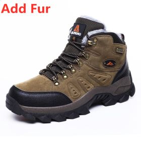 Large Size 48 Hiking Boots Men Summer Winter Outdoor Warm Fur Non Slip Fashion Women Footwear Boys Outdoor Work Ankle Boot Fall (Color: Fur Brown, size: 46)