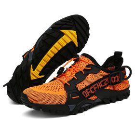 JIEMIAO Men Hiking Shoes Non-Slip Breathable Tactical Combat Army Boots Desert Training Sneakers Outdoor Trekking Shoes (Color: Orange, size: 42)