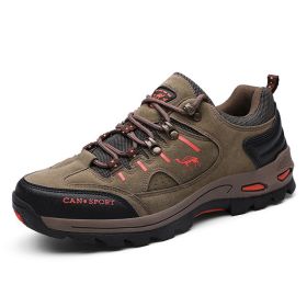 High Quality Men Hiking Shoes Autumn Winter Brand Outdoor Mens Sport Trekking Mountain Boots Waterproof Climbing Athletic Shoes (Color: Khaki, size: 41)