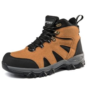 Men's Outdoor Hiking Shoes Mountaineer Climbing Sneakers Waterproof Tactical Hiking Shoes Men Camping Walking Boots (Color: Orange, size: 39)