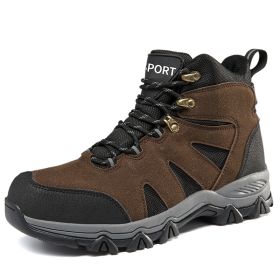 Men's Outdoor Hiking Shoes Mountaineer Climbing Sneakers Waterproof Tactical Hiking Shoes Men Camping Walking Boots (Color: Auburn, size: 44)