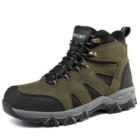 Men's Outdoor Hiking Shoes Mountaineer Climbing Sneakers Waterproof Tactical Hiking Shoes Men Camping Walking Boots (Color: Green, size: 43)