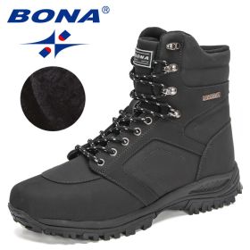 BONA 2022 New DesignersAction Leather Winter Ankle Boots Men Tactical Plush Anti-Skidding Classical Footwear Man Hiking Boots (Color: Charcoal grey S gray, size: 8)