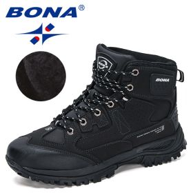 BONA 2022 New Designers Nubuck Hiking Shoes Men Non-Slip Outdoor Wear-Resistant Trekking Footwear Man High Top Plush Snow Boots (Color: Charcoal grey S gray, size: 10.5)