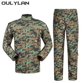 Oulylan Combat Uniform Camo Tactical Suit Men Special Forces Coat Pant Fishing Camouflage Militar Hunting Clothes (Color: green Digital, size: XXXL)