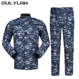 Oulylan Combat Uniform Camo Tactical Suit Men Special Forces Coat Pant Fishing Camouflage Militar Hunting Clothes (Color: ocean Digital, size: M)