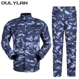 Oulylan Combat Uniform Camo Tactical Suit Men Special Forces Coat Pant Fishing Camouflage Militar Hunting Clothes (Color: ocean, size: XXXL)