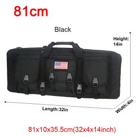 LQARMY 32 38 42 48 inch Tactical Double Rifle Case Molle Rifle Bag Sniper Airsoft Gun Case Backpack Hunting Gun Holster (Color: 81cm Black)