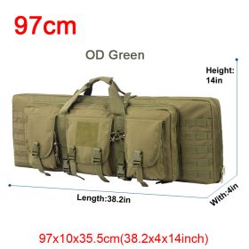 LQARMY 32 38 42 48 inch Tactical Double Rifle Case Molle Rifle Bag Sniper Airsoft Gun Case Backpack Hunting Gun Holster (Color: 97cm OD Green)