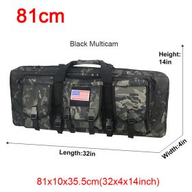 LQARMY 32 38 42 48 inch Tactical Double Rifle Case Molle Rifle Bag Sniper Airsoft Gun Case Backpack Hunting Gun Holster (Color: 81cm Black Camo)