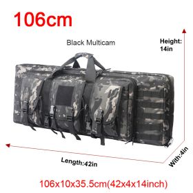 LQARMY 32 38 42 48 inch Tactical Double Rifle Case Molle Rifle Bag Sniper Airsoft Gun Case Backpack Hunting Gun Holster (Color: 106cm Black Camo)