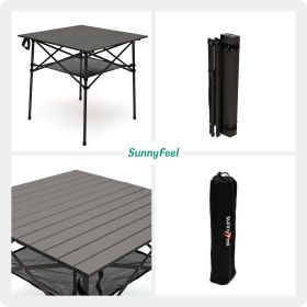 SUNNYFEEL Outdoor Folding Table | Lightweight Compact Aluminum Camping Table (Color: brown)