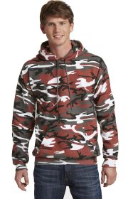 Port & Company Core Fleece Camo Pullover Hooded Sweatshirt PC78HC (Color: Red Camo, size: S)