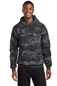 Port & Company Core Fleece Camo Pullover Hooded Sweatshirt PC78HC (Color: Black Heather Camo, size: 3XL)