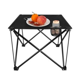 Travel Camping Picnic Portable Foldable Table with Cup Holder (Color: Black)