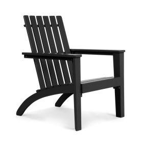 Outdoor Durable Patio Acacia Wood Adirondack Lounge Armchair (Color: Black)