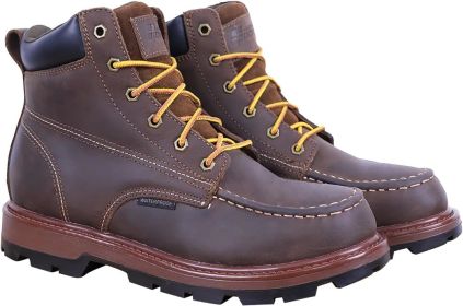 Mens Steel Toe Work Boots With 2 Insoles Waterproof Insulated Non Slip & Oil Resistant ASTM F2413 (Color: Dark Brown, size: 10)