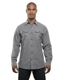 Burnside BU8200 Men's Solid Flannel Shirt (Color: HEATHER GREY, size: 2XL)