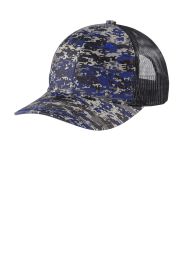 Port Authority Digi Camo Snapback Trucker Cap C114 (Color: Patriot Blue Digi/ Grey Steel, size: OSFA)