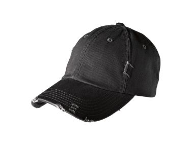 District Distressed Cap DT600 (Color: Black, size: OSFA)