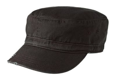 District Distressed Military Hat DT605 (Color: Black, size: OSFA)